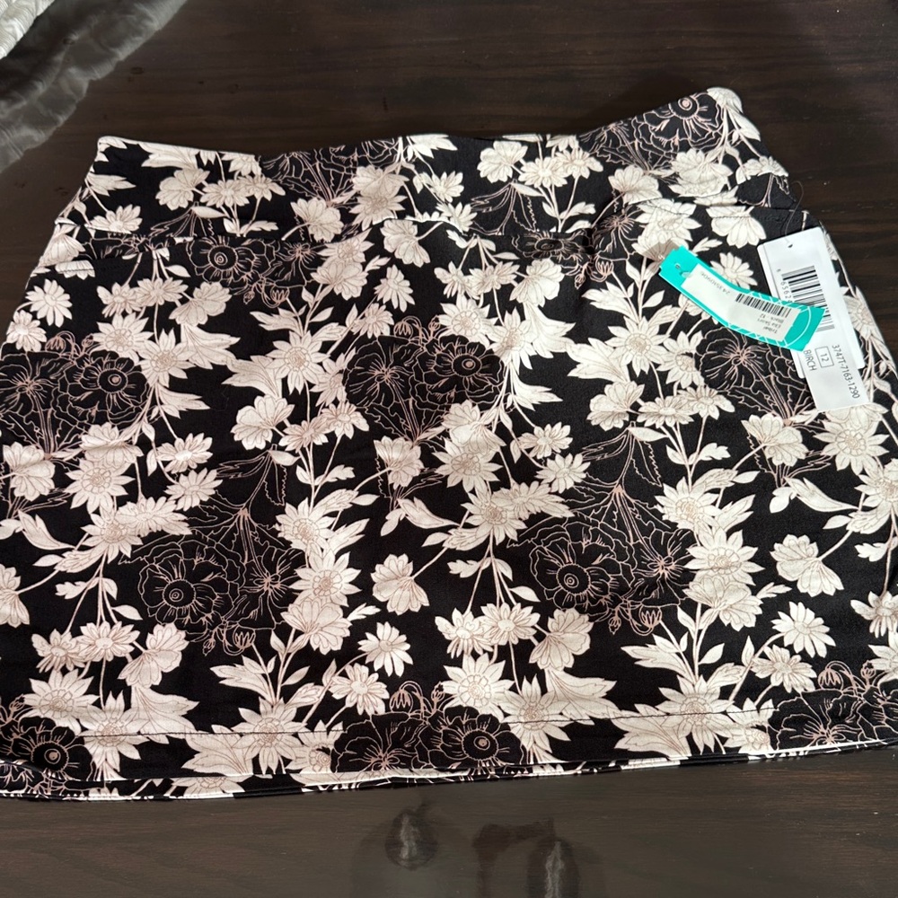Tribal Monochrome Floral Mini Skirt